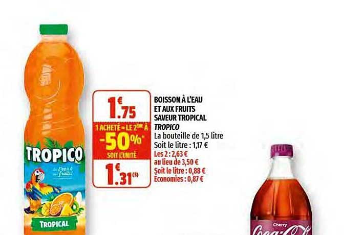 boisson à l'eau et aux fruits saveur tropical tropico