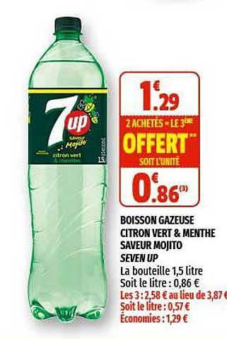 boisson gazeuse citronn vert & menthe saveur mojito seven up