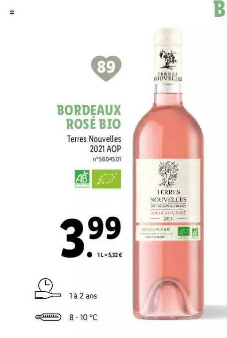 bordeaux rosé bio terres nouvelles 2021 aop
