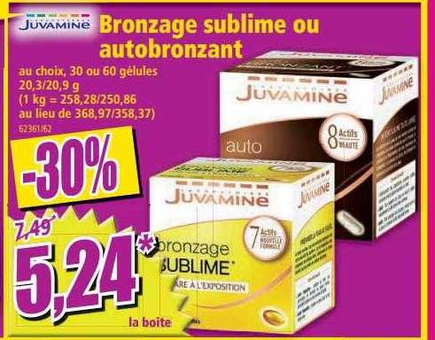 bronzage sublime ou autobronzant juvamine