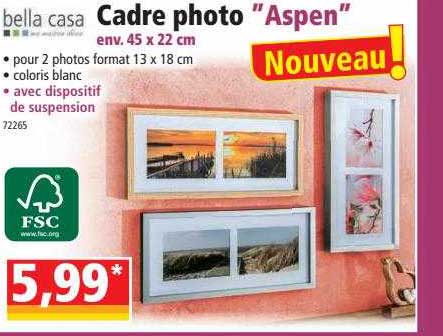 cadre photo "aspen" env. 45 x 22 cm bella casa