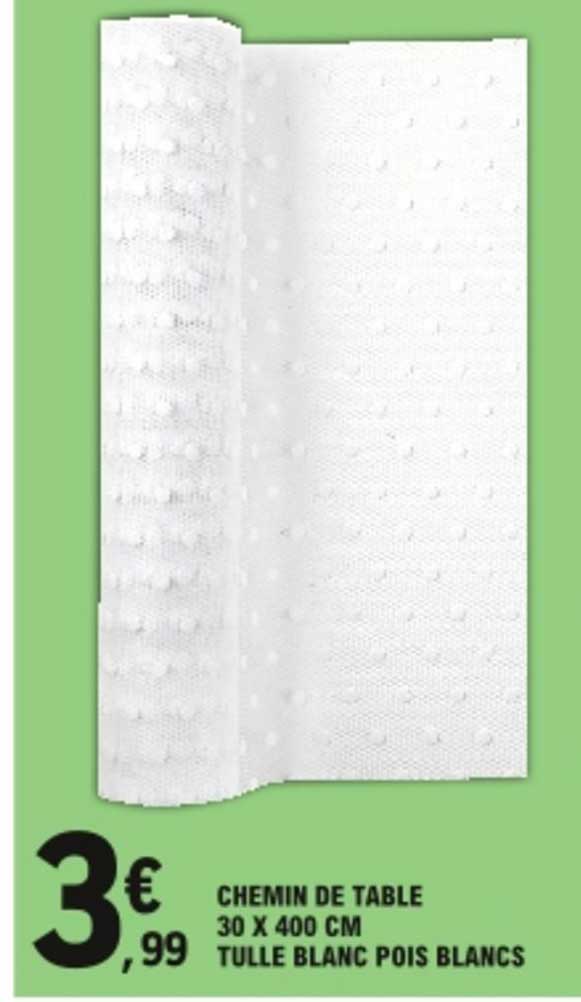 chemin de table 30 x 400 cm tulle blanc pois blancs