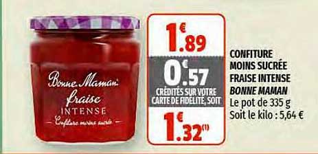 confiture moins sucrée fraise intense bonne maman