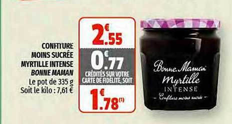 confiture moins sucrée myrtille intense bonne maman
