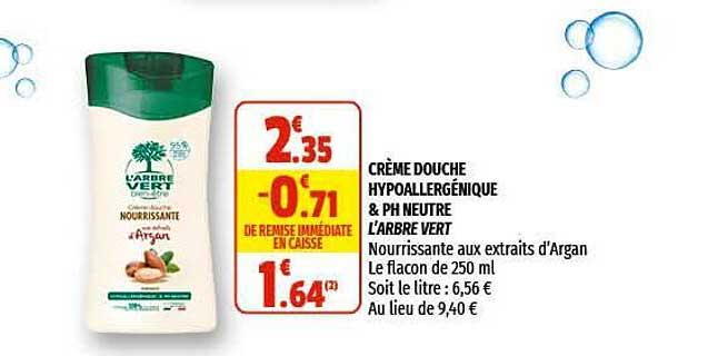 crème douche hypoallergénique & ph neutre l'arbre vert