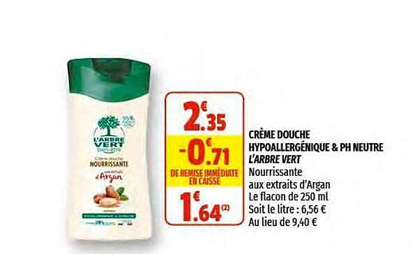 crème douche hypoallergéniques & ph neutre l'arbre vert