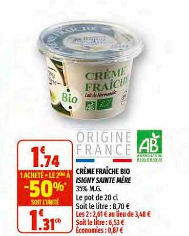 crème fraîche bio isigny saint mère