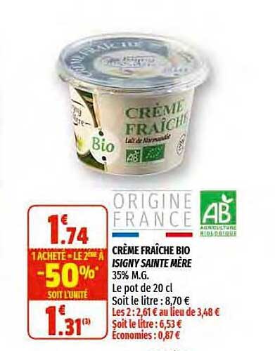 crème fraîche bio isigny sainte mère