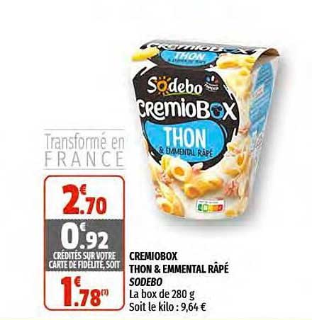 Cremiobox Thon & Emmental Râpé Sodebo