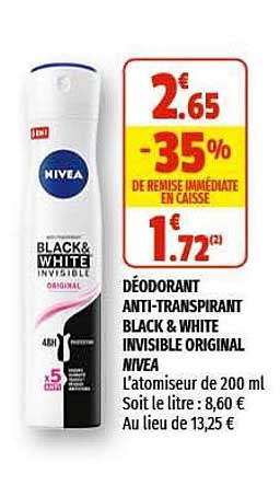 déodorant anti-transpirant black & white invisible original nivea
