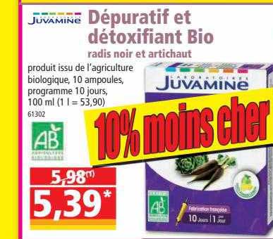 dépuratif et détoxifiant bio radis noir et artichaut juvamine