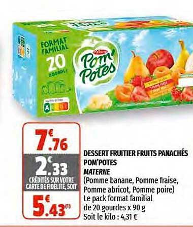 Dessert Fruitier Fruits Panachés Pom'potes Materne
