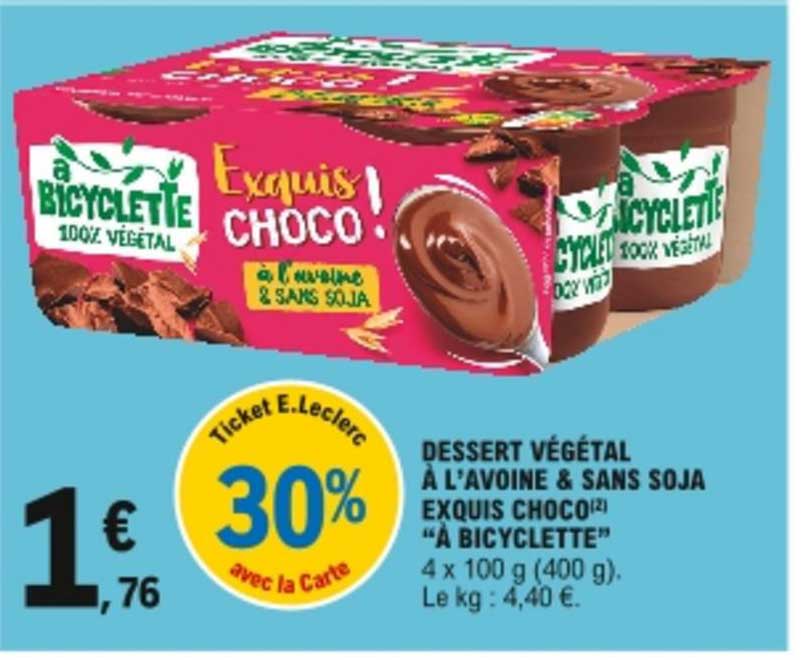 dessert végétal à l'avoine & sans soja exquis choco "à bicyclette"