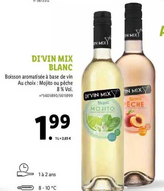 di'vin mix blanc boisson aromatisée à base de vin