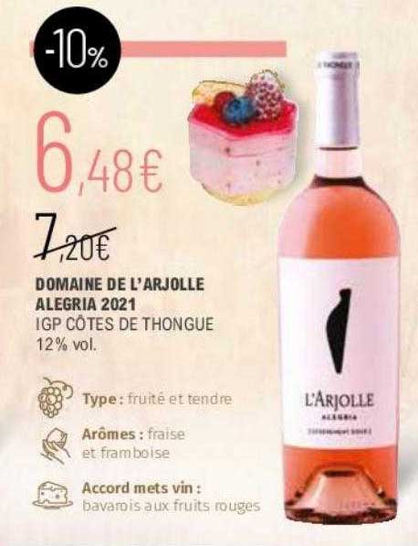 domaine de l'arjolle alegria 2021 igp côtes de thongue