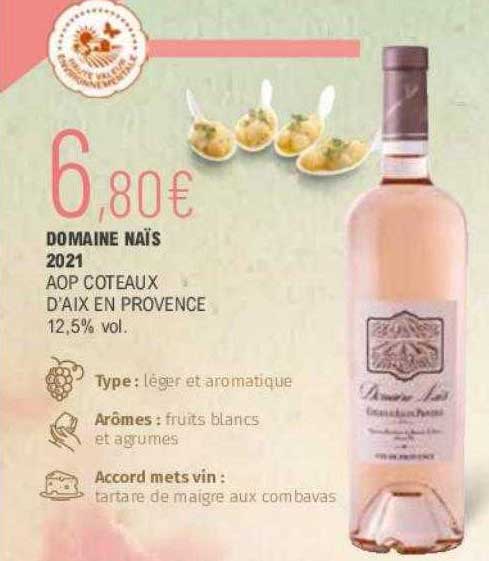 domaine naïs 2021 aop coteaux d'aix en provence