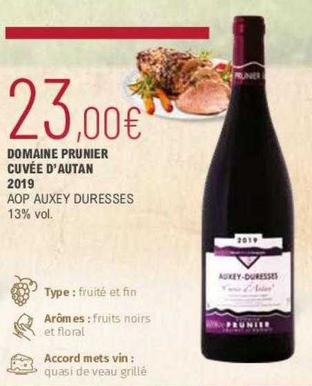 domaine prunier cuvée d'autan 2019 aop auxey duresses