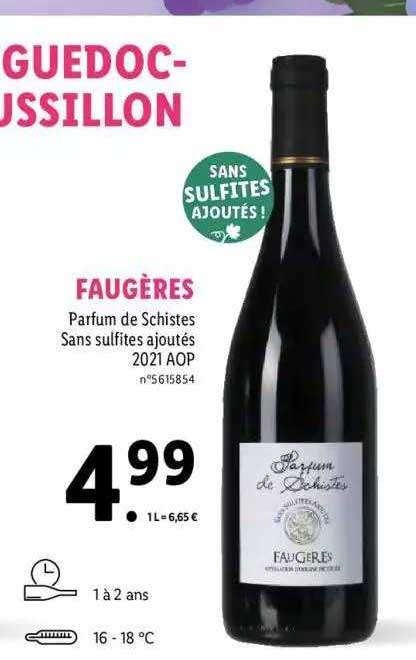 faugères parfum de schistes sans sulfites ajoutés 2021 aop