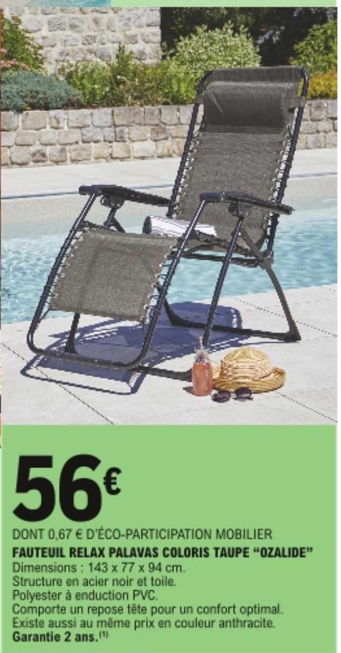 fauteuil relax palavas coloris taupe "ozalide"