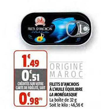 filets d'anchois à l'huile équilibre la monégasque