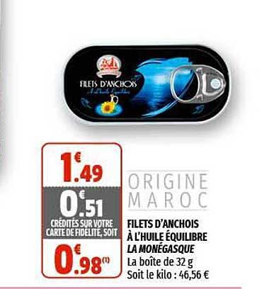 filets d'anchois à l'huile équilibre la monégasque