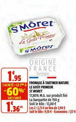 fromage à tartiner nature le goût primeur st môret
