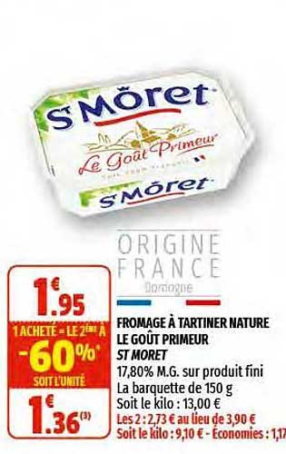 fromage à tartiner naturre le goût primeur st môret