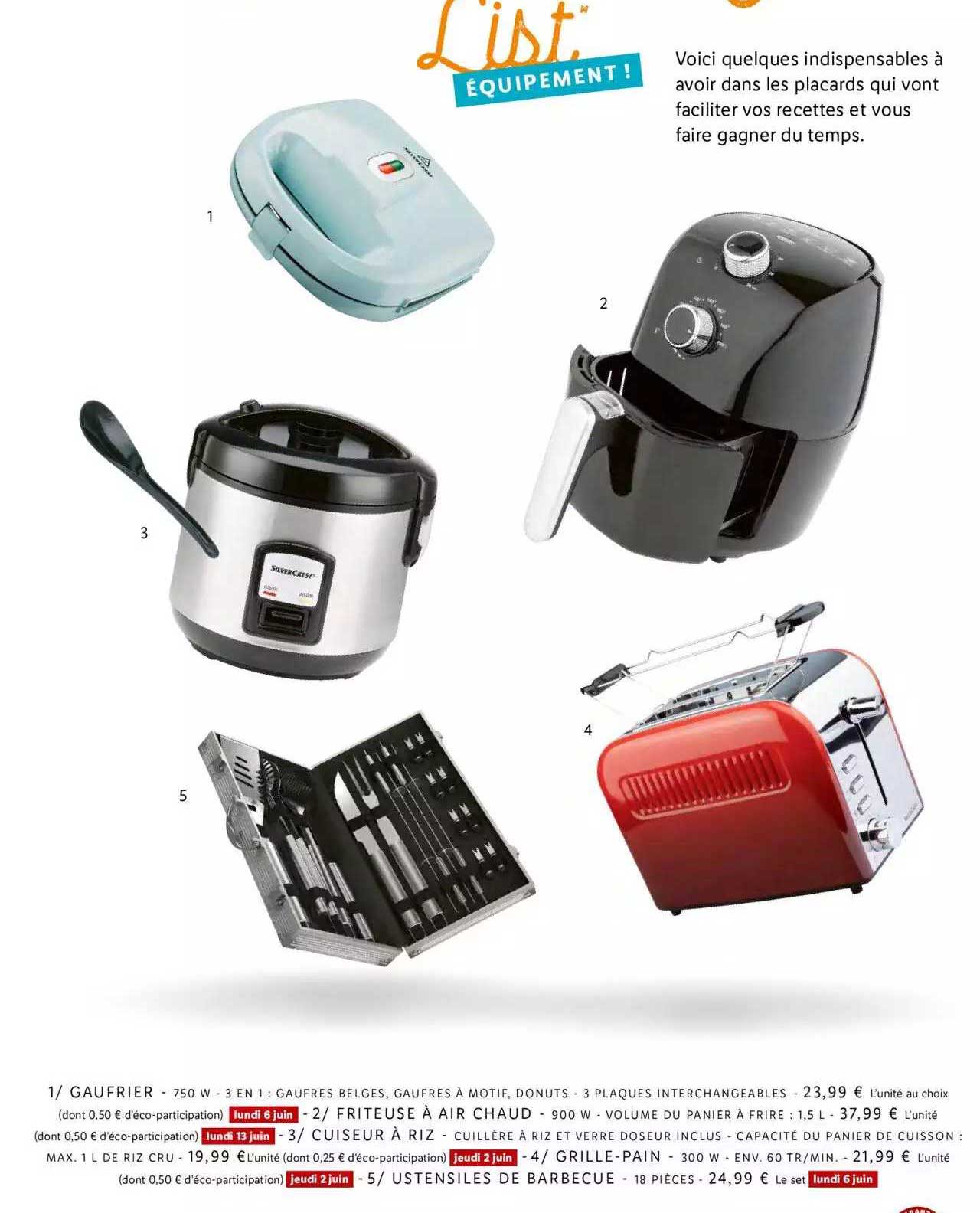 gaufrier, friteuse à air chaud, cuiseur à riz, grille-pain, ustensiles de barbecue