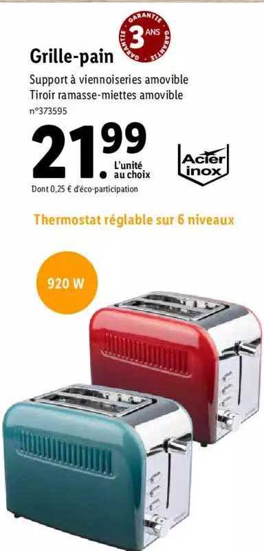 grille-pain acier inox