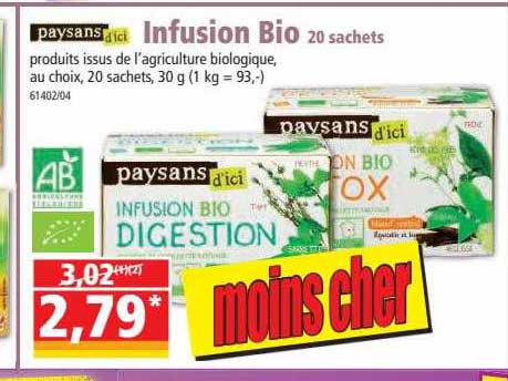 infusion bio 20 sachets paysans d'ici