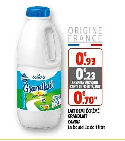 lait demi-écrémé grandlait candia