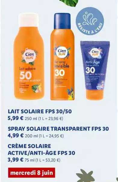 Lait Solaire Fps 30-50, Spray Solaire Transparent Fps 30, Crème Solaire Active-anti-âge Fps 30