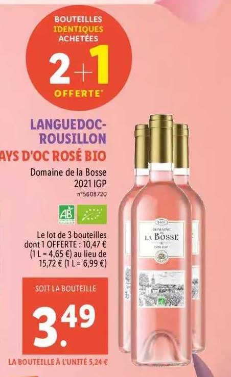 languedoc-rousillon pays d'oc rosé bio domaine de la bosse 2021 igp