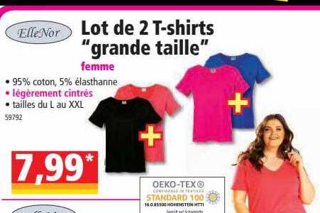 lot de 2 t-shirts "grande taille" femme elleNor