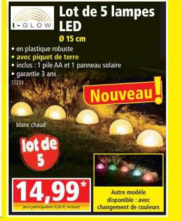 lot de 5 lampes led ø 15 cm i-glow