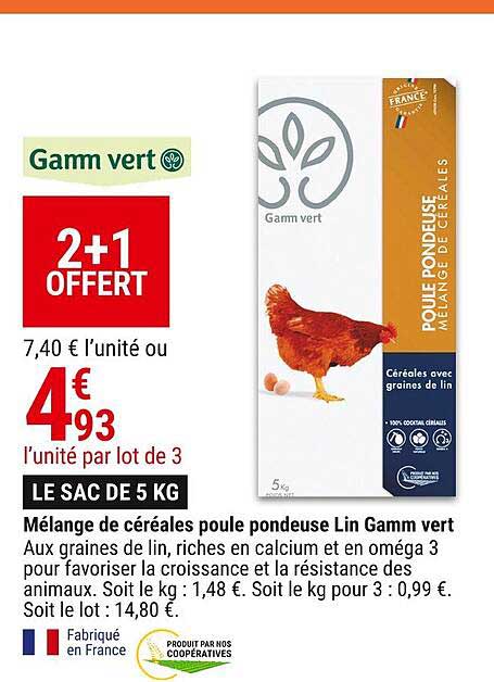 mélange de céréales poule pondeuse lin gamm vert