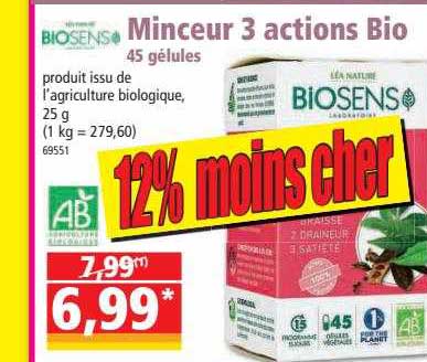 minceur 3 actions bio 45 gélules biosens