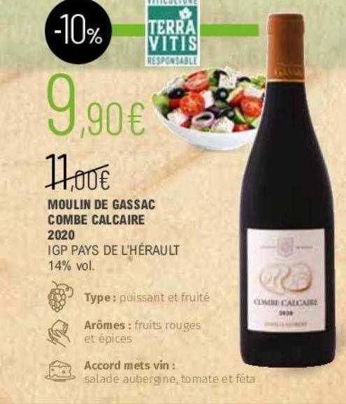 moulin de gassac combe calcaire 2020 igp pays de l'hérault