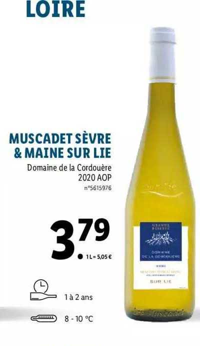 muscadet sèvre & maine sur lie domaine de la cordouère 2020 aop