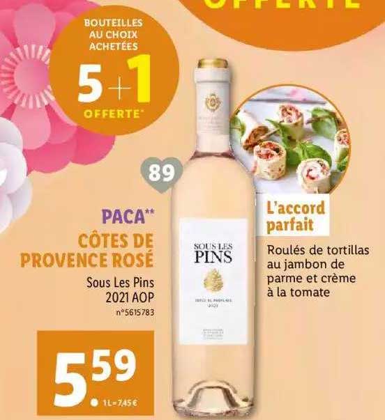 paca côtes de provence rosé sous les pins 2021 aop