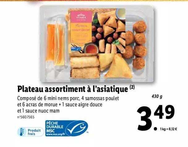 plateau assortiment à l'asiatique