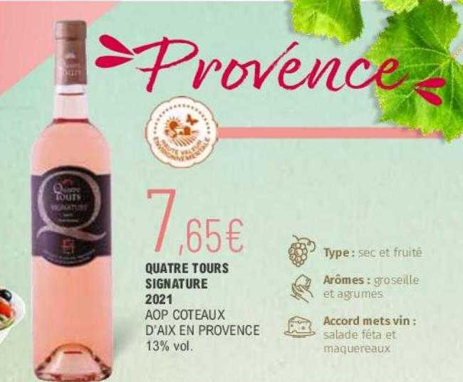 quatre tours signature 2021 aop coteaux d'aix en provence