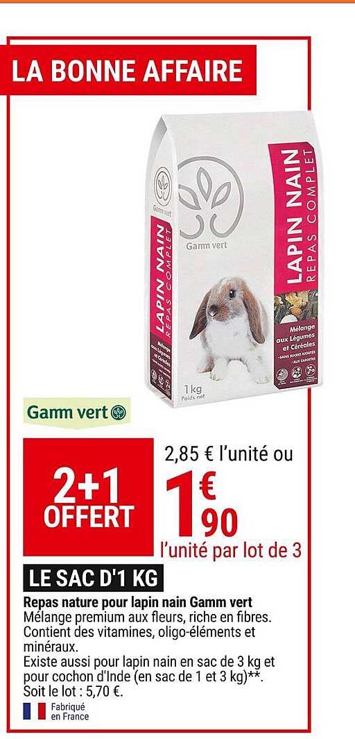 repas nature pour lapin nain gamm vert