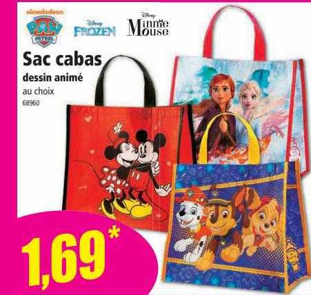 sac cabas dessin animé paw patrol, frozen, minnie mouse