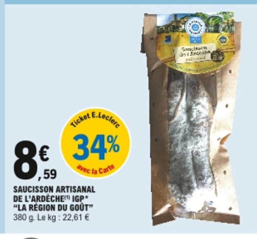 saucisson artisanal de l'ardèche igp "la régions du goût"