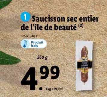 saucisson sec entier de l'île de beauté