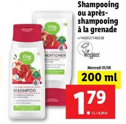 shampooing ou après-shampooing à la grenade