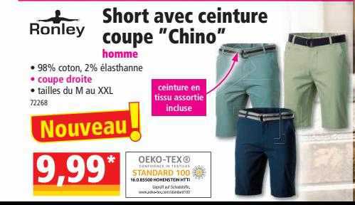 short avec ceinture coupe "chino" ronley