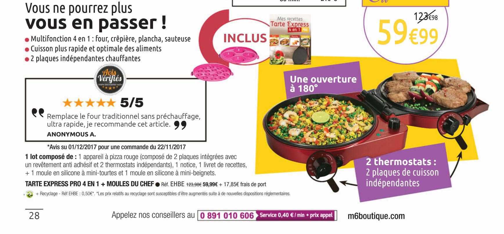 Tarte Express Pro 4 En 1 + Moules Du Chef
