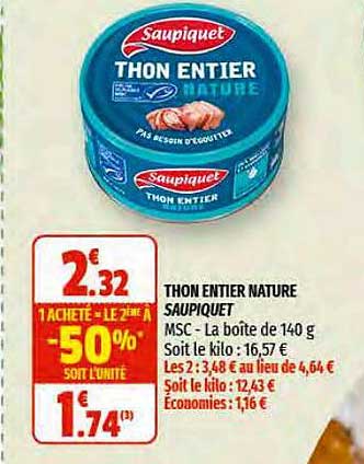 Thon Entier Nature Saupiquet